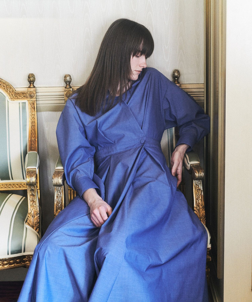 allureville ラップライクシャツワンピース サックス (63)