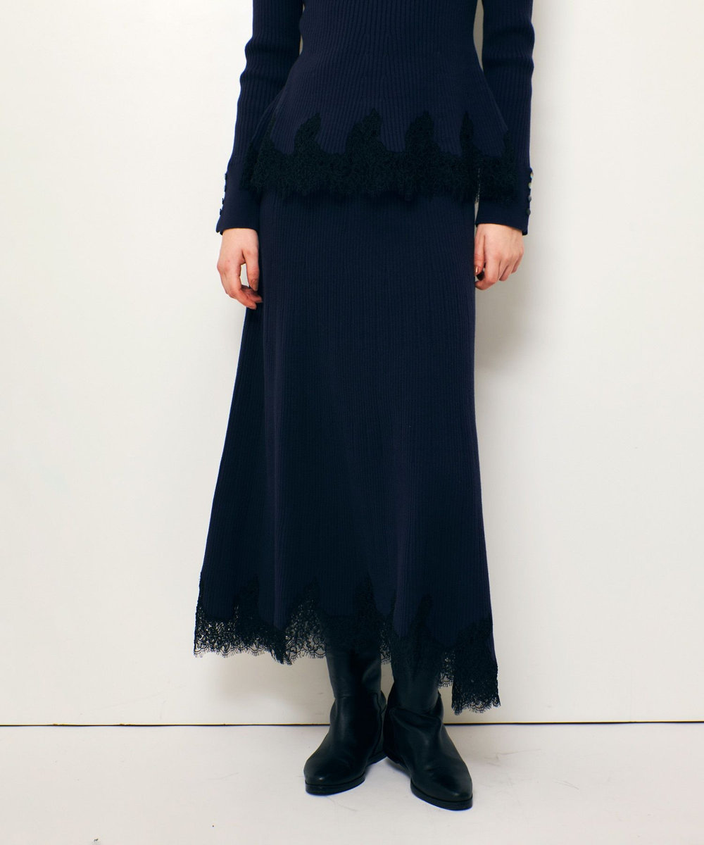 allureville レースドッキングニットスカート ネイビー (65)