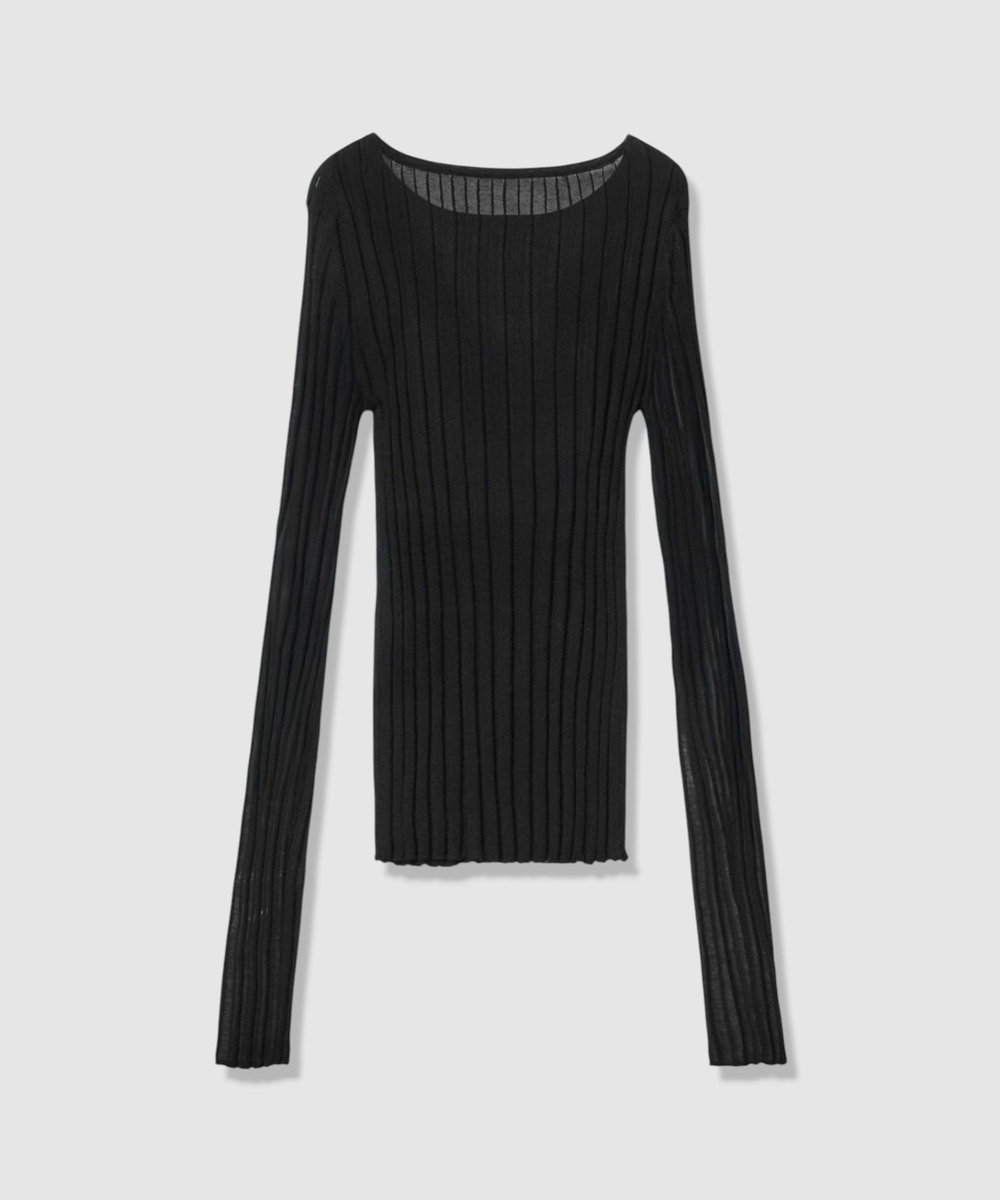 allureville シアーリブプルオーバー ブラック (95)