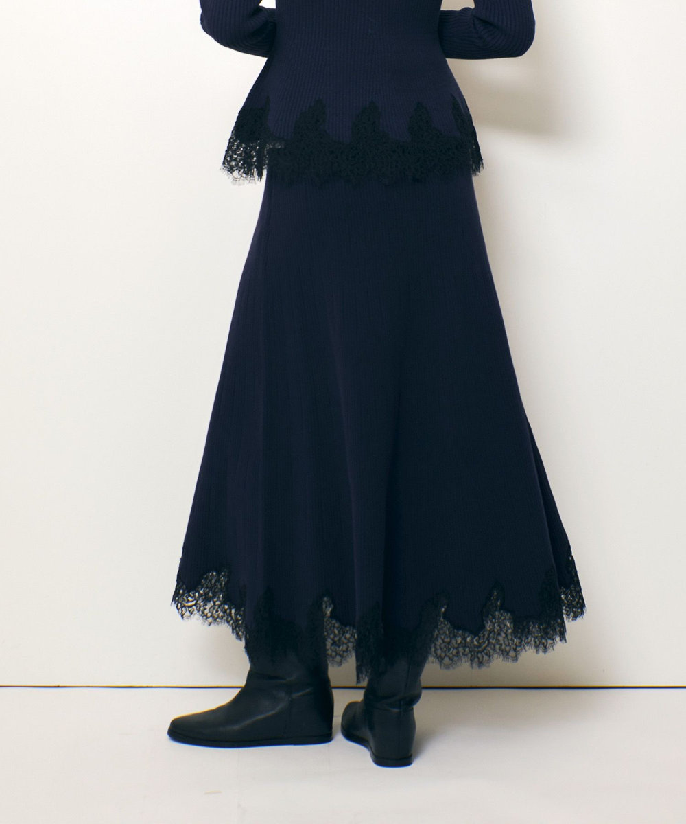 allureville レースドッキングニットスカート ネイビー (65)
