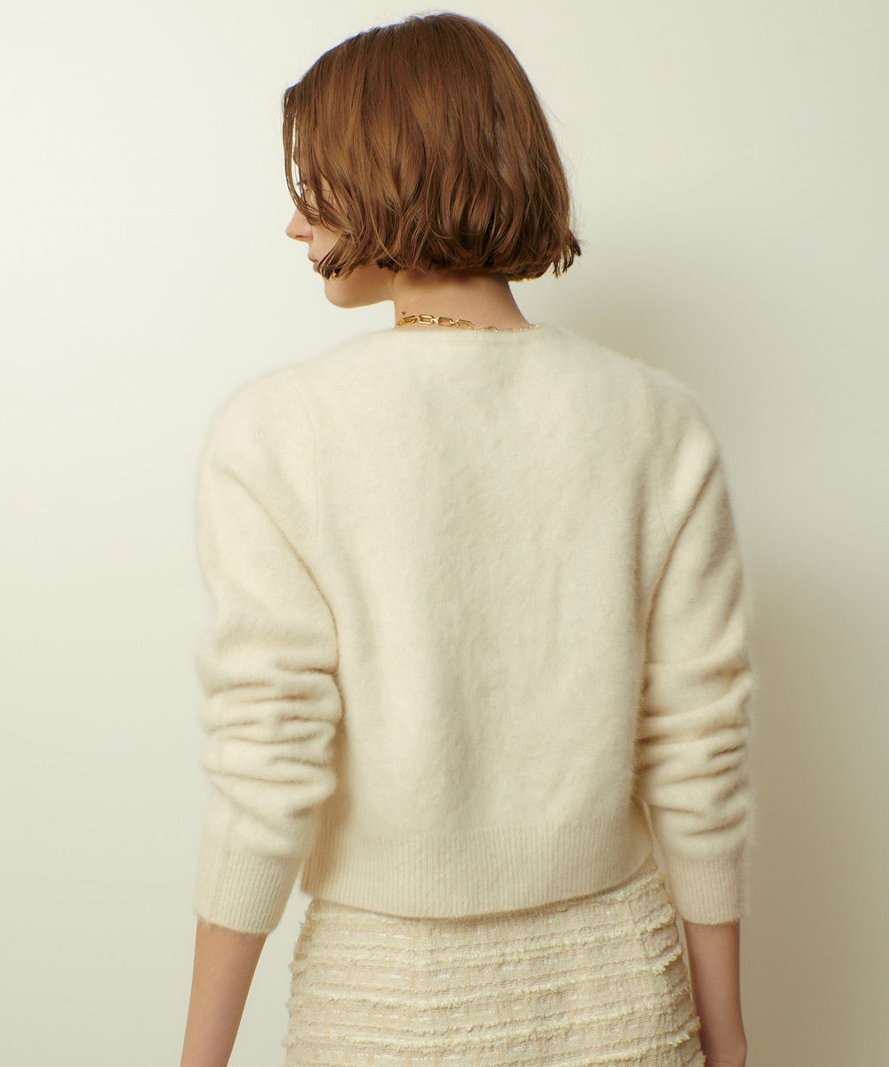 allureville カシミヤブレンドファー加工カーディガン オフホワイト (02)