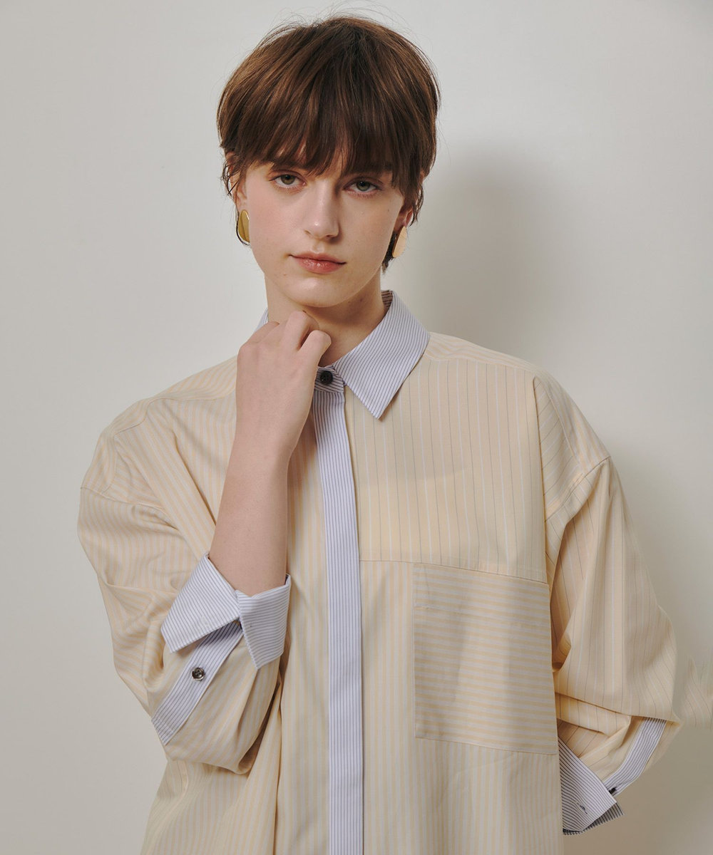 allureville 【WEB・一部店舗別注】クレイジーストライプシャツ イエロー (21)