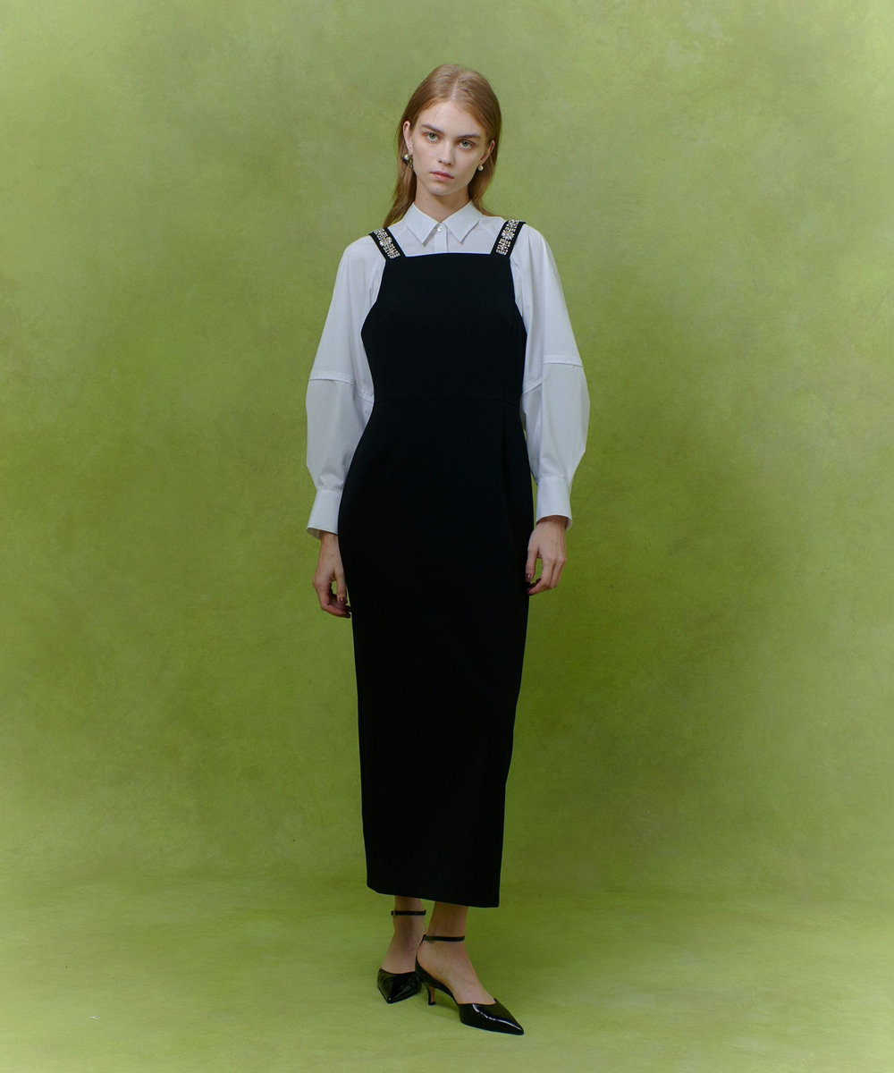 LOULOU WILLOUGHBY 【LOULOU WILLOUGHBY】ビジュージャンパースカート ブラック (95)