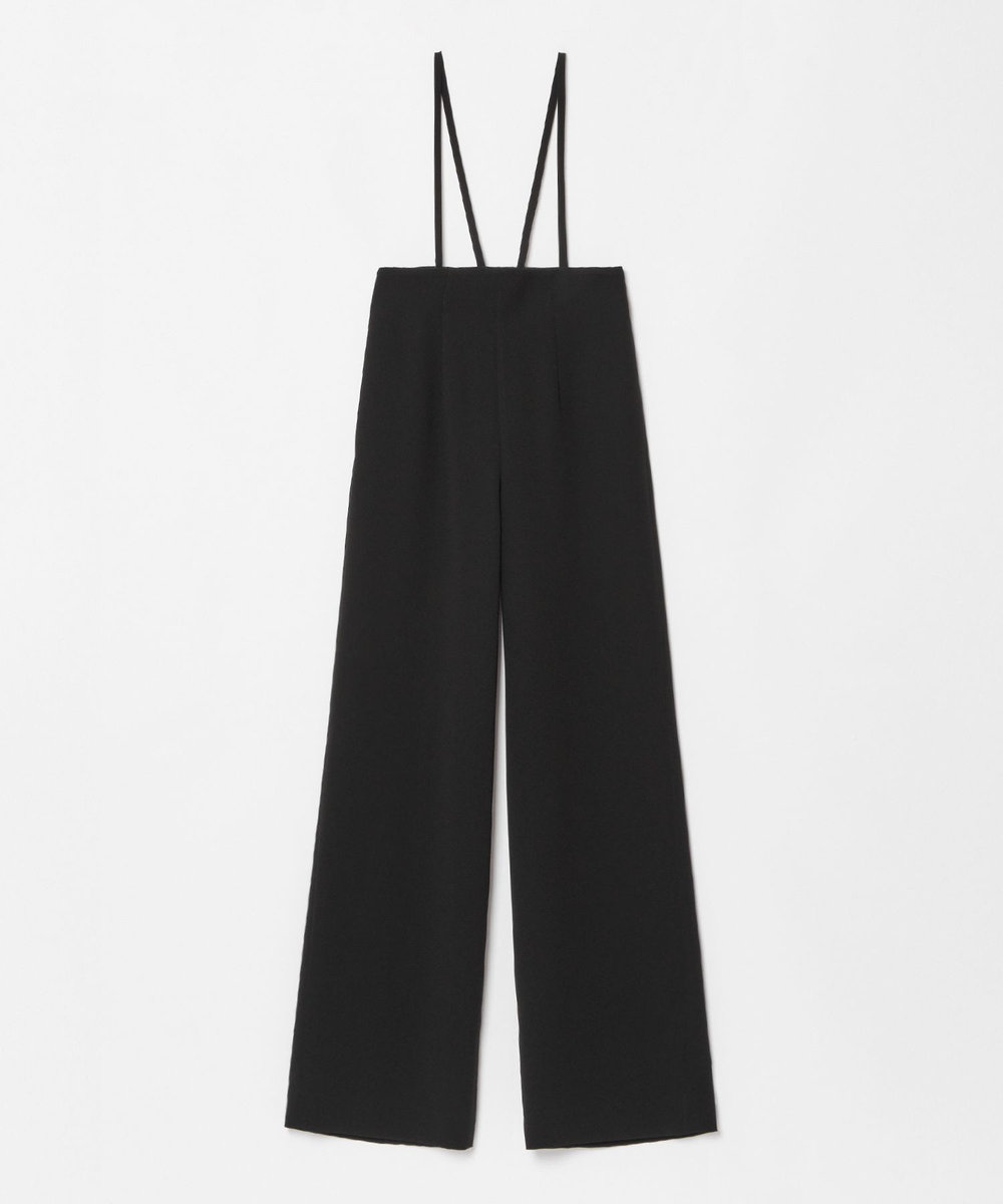 LOULOU WILLOUGHBY 【LOULOU WILLOUGHBY】ダブルクロスハイウエストサスペンダーパンツ ブラック (95)