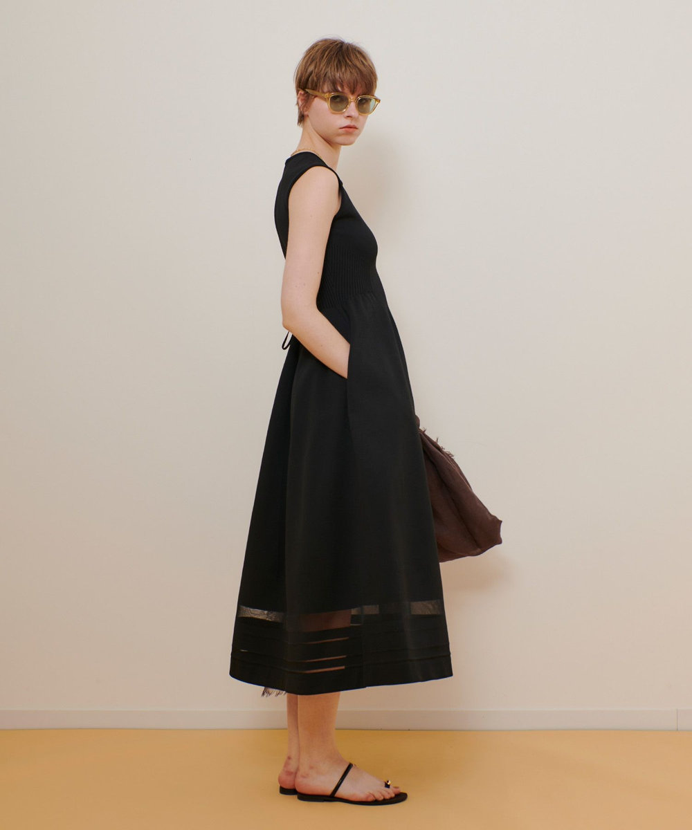 allureville ◇ウエストマークリブワンピース ブラック (95)