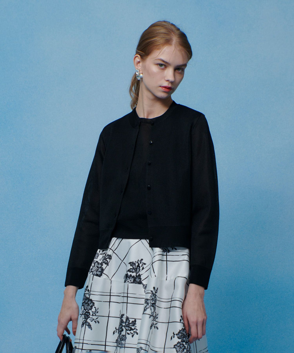 LOULOU WILLOUGHBY 【LOULOU WILLOUGHBY】シアージャガードカーディガン ブラック (95)