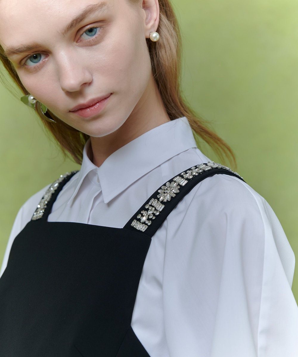 LOULOU WILLOUGHBY 【LOULOU WILLOUGHBY】ビジュージャンパースカート ブラック (95)