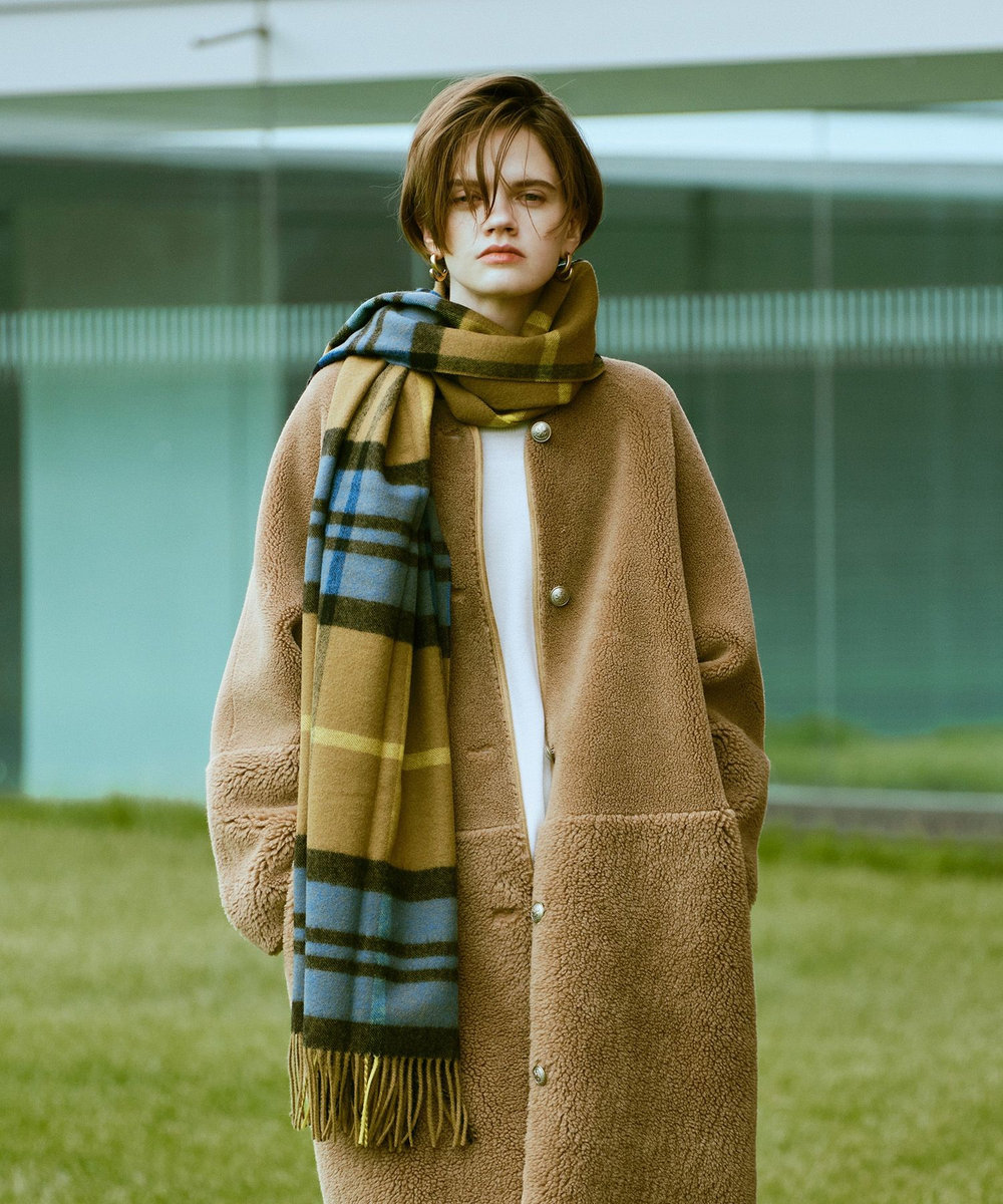 buying 【TWEEDMILL(ツィードミル)】 LAMBS WOOL STOLE カーキ系 (80)