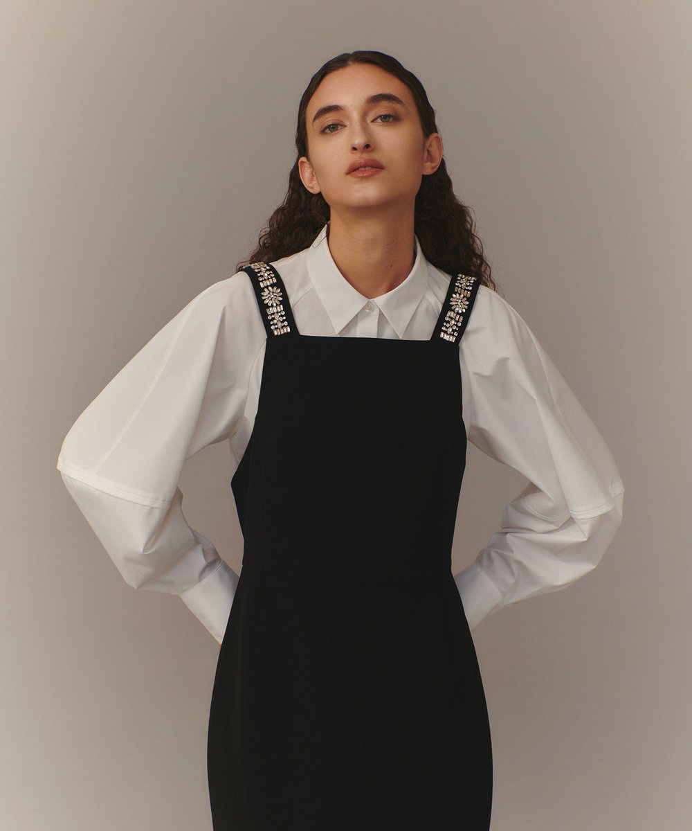 LOULOU WILLOUGHBY 【LOULOU WILLOUGHBY】ビジュージャンパースカート ブラック (95)