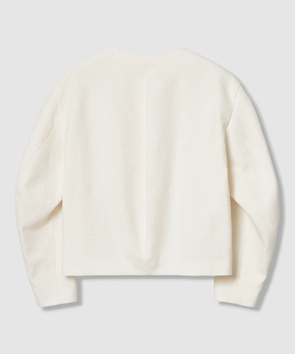 allureville ミックスツイードノーカラージャケット オフホワイト (02)