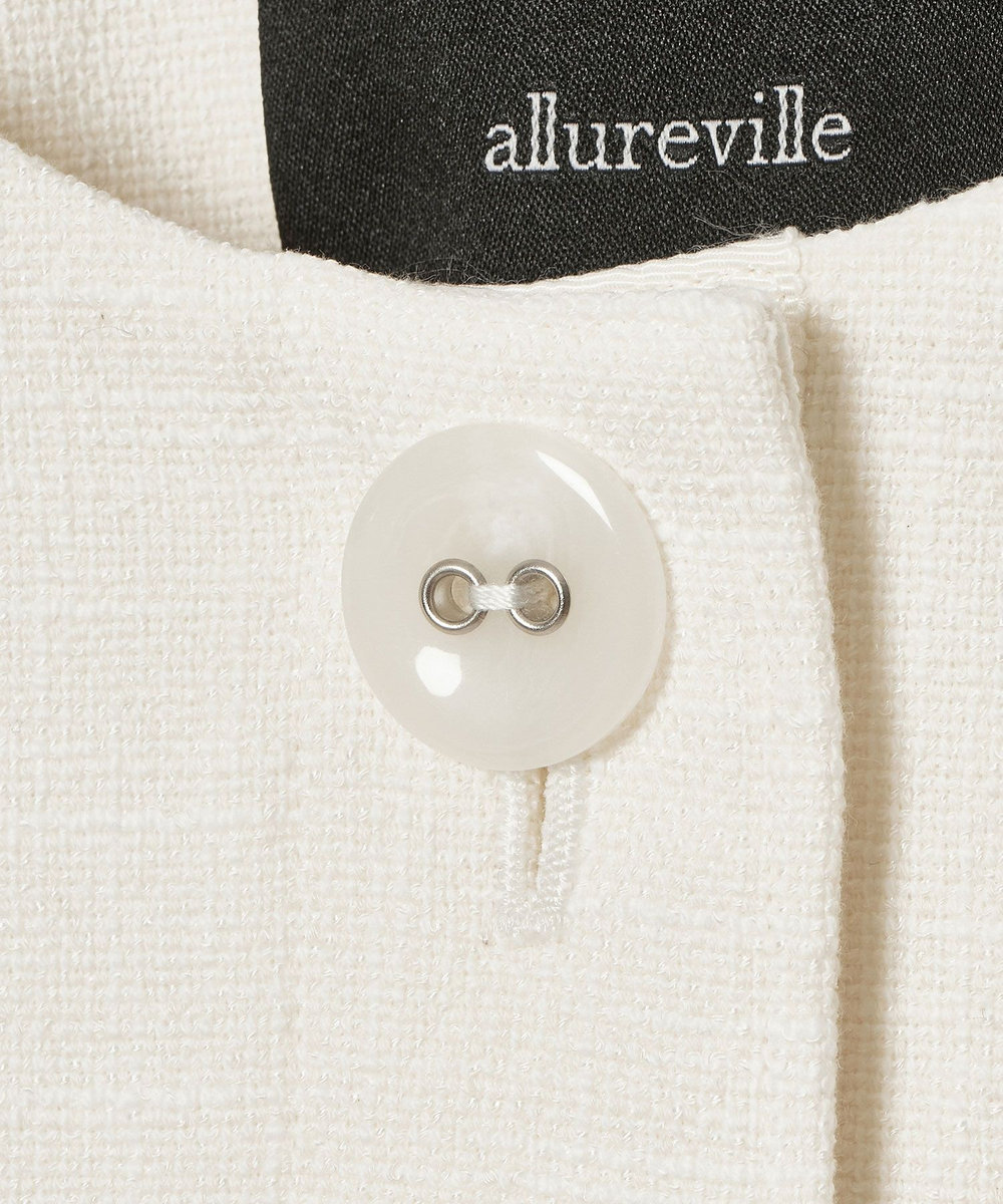 allureville ミックスツイードノーカラージャケット オフホワイト (02)