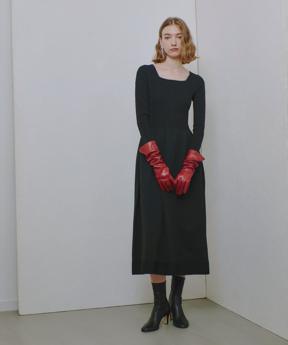allureville ウエストマークコクーンニットワンピース ブラック (95)