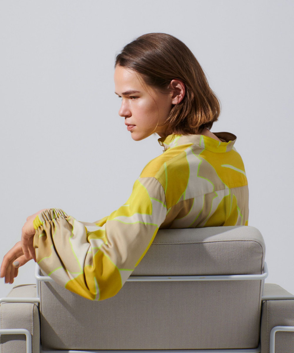 allureville FASACリーフプリントギャザーワンピース イエロー系 (26)