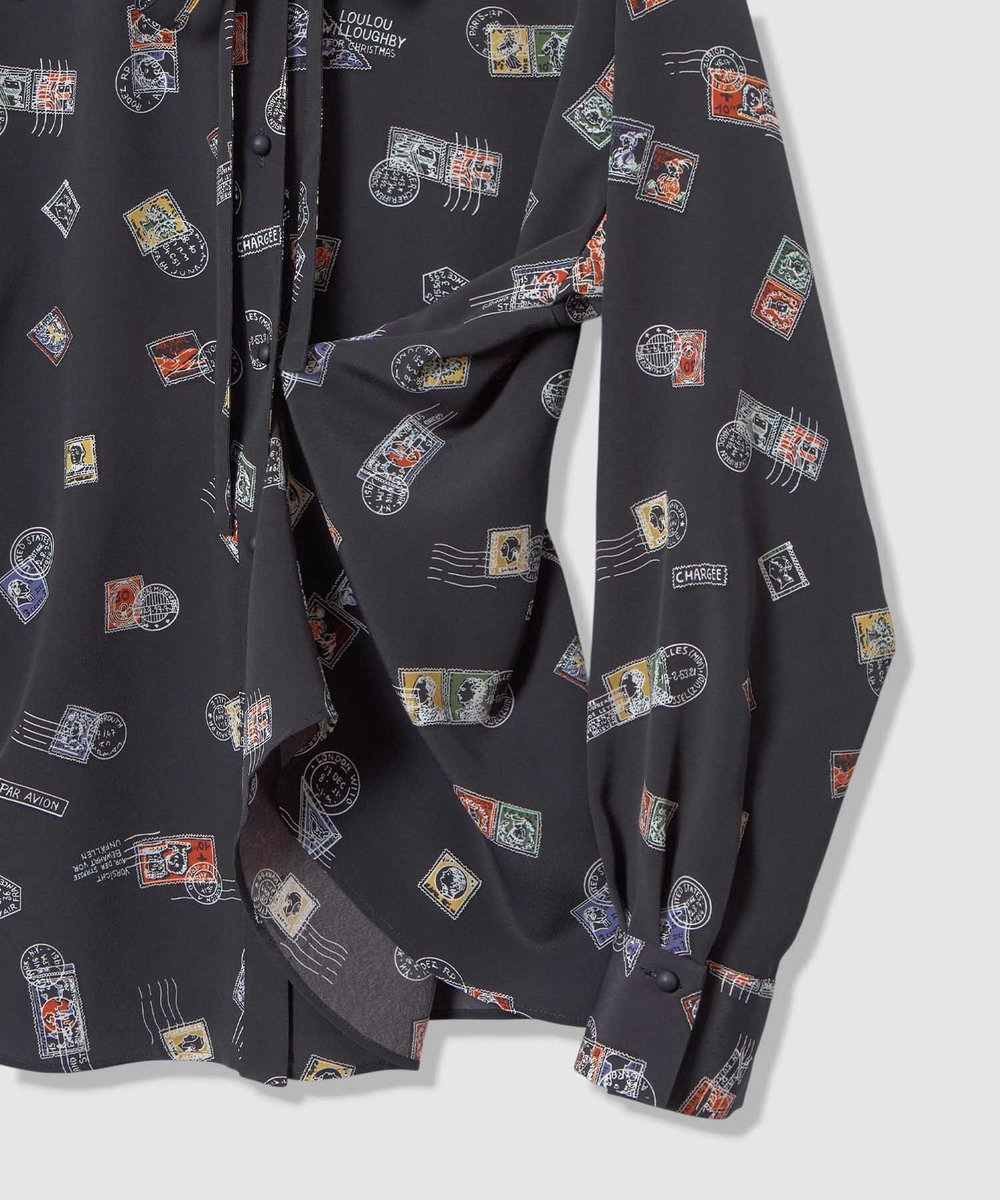 LOULOU WILLOUGHBY 【LOULOU WILLOUGHBY】レタープリントシャツブラウス ネイビー (65)