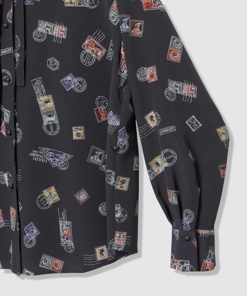 LOULOU WILLOUGHBY 【LOULOU WILLOUGHBY】レタープリントシャツブラウス ネイビー (65)