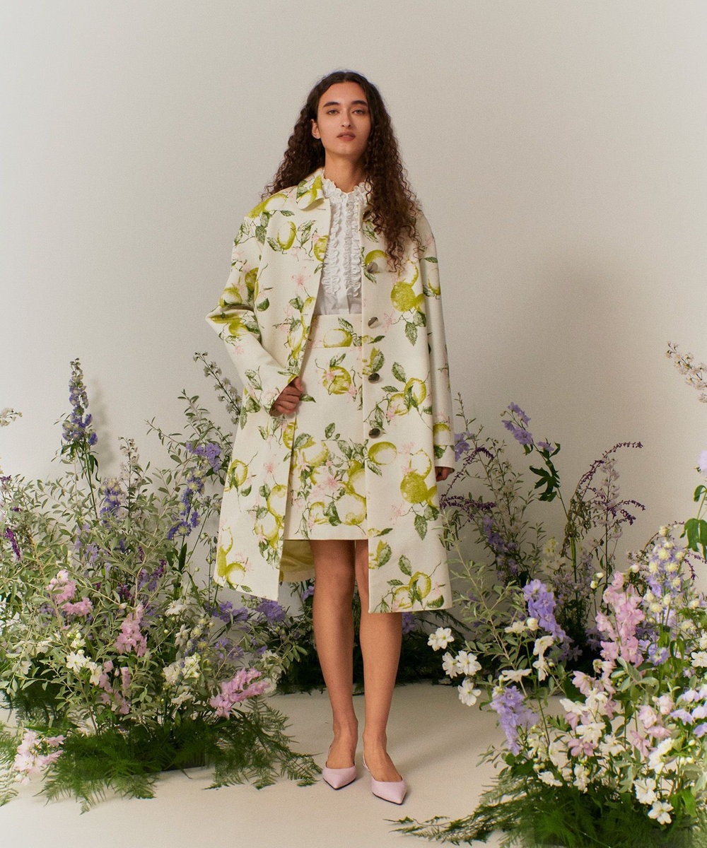 LOULOU WILLOUGHBY 【LOULOU WILLOUGHBY】RATTIレモン柄ステンカラーコート ホワイト系 (08)