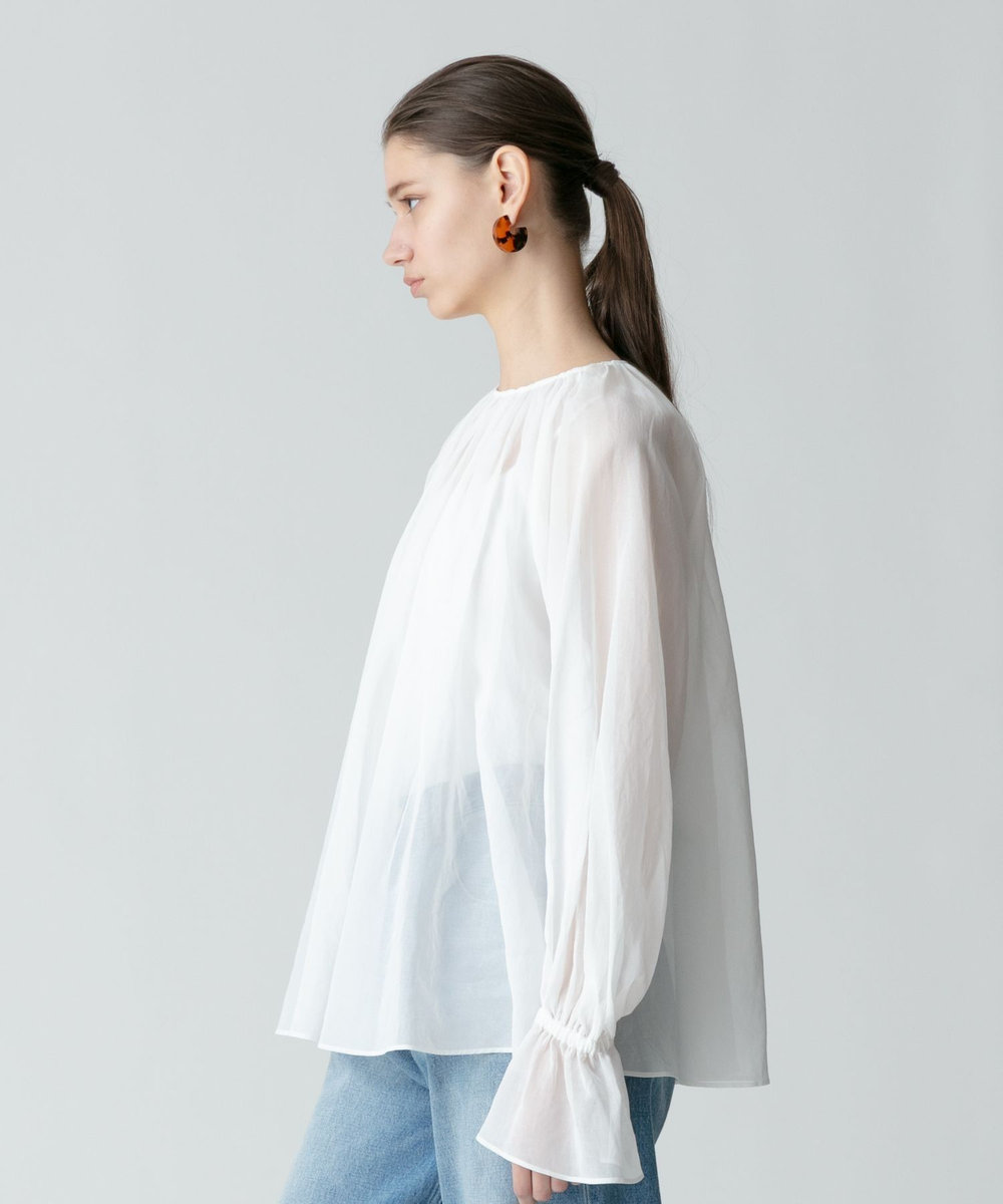 allureville シアーオーガンギャザーブラウス ホワイト (01)