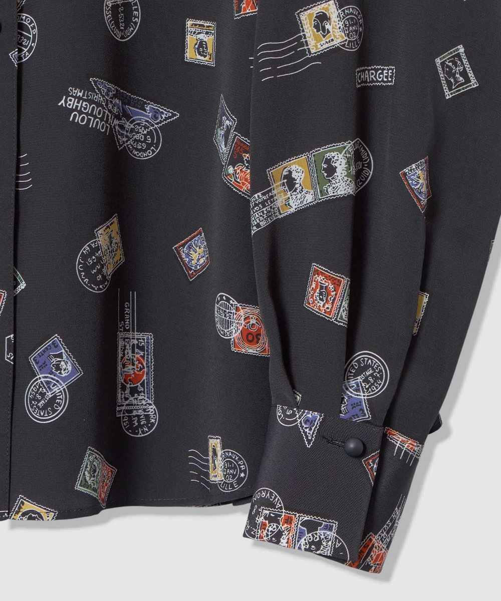 LOULOU WILLOUGHBY 【LOULOU WILLOUGHBY】レタープリントシャツブラウス ネイビー (65)