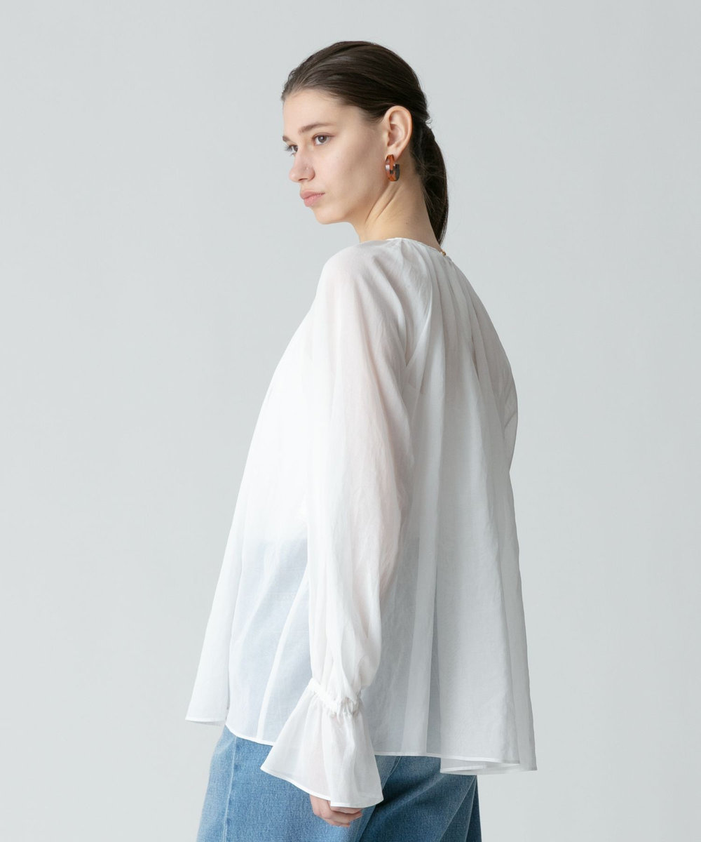 allureville シアーオーガンギャザーブラウス ホワイト (01)