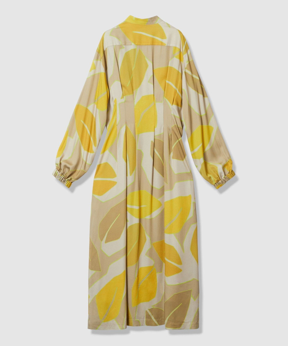 allureville FASACリーフプリントギャザーワンピース イエロー系 (26)