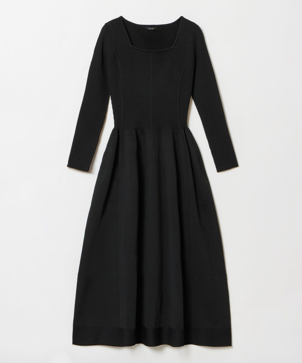 allureville ウエストマークコクーンニットワンピース ブラック (95)