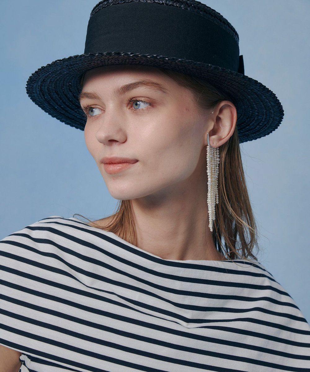 LOULOU WILLOUGHBY 【LOULOU WILLOUGHBY】ワイドリボンカンカン帽 ブラック (95)