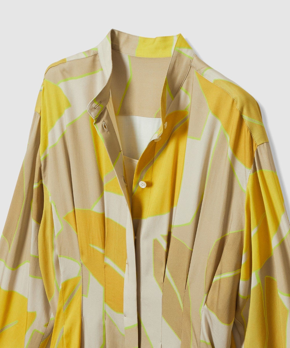 allureville FASACリーフプリントギャザーワンピース イエロー系 (26)