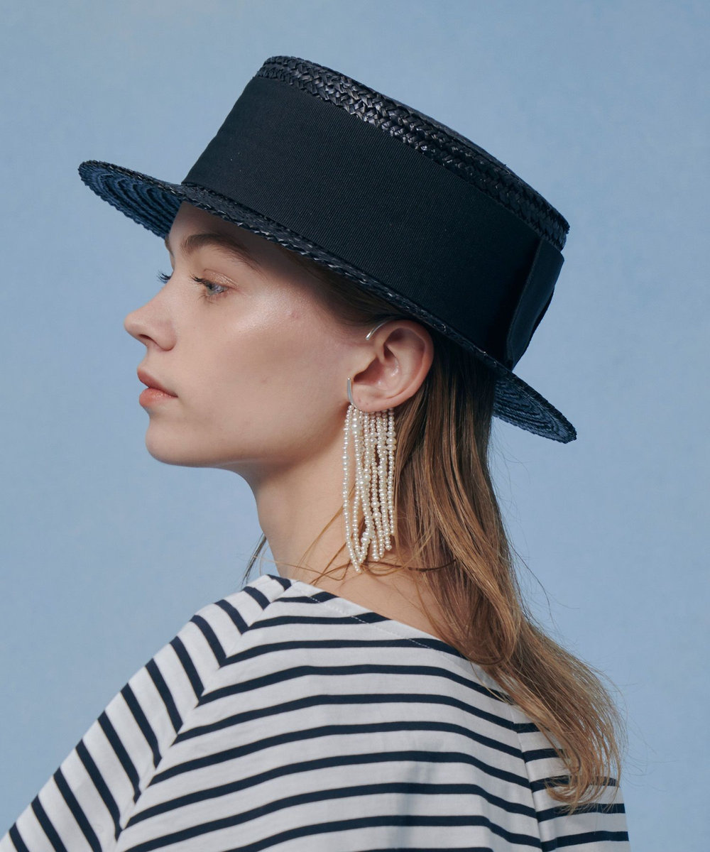 LOULOU WILLOUGHBY 【LOULOU WILLOUGHBY】ワイドリボンカンカン帽 ブラック (95)