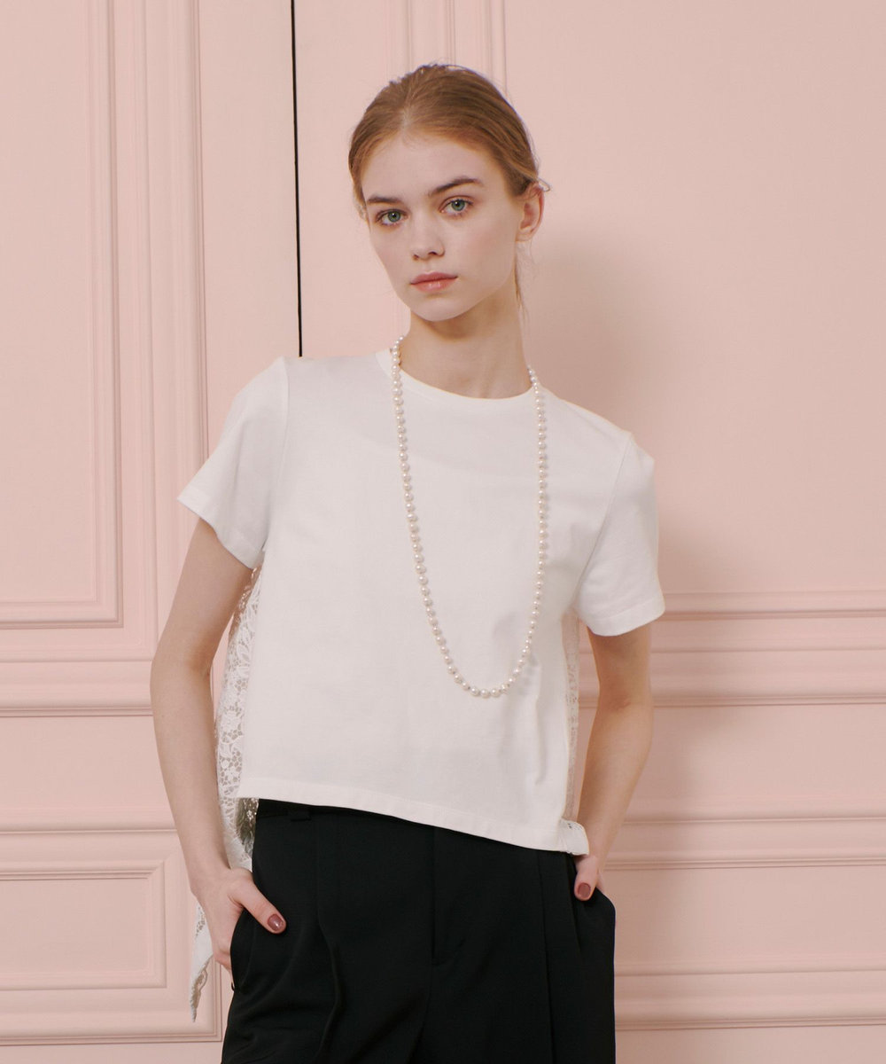 LOULOU WILLOUGHBY 【LOULOU WILLOUGHBY】レースドッキングプルオーバーブラウス ホワイト (01)