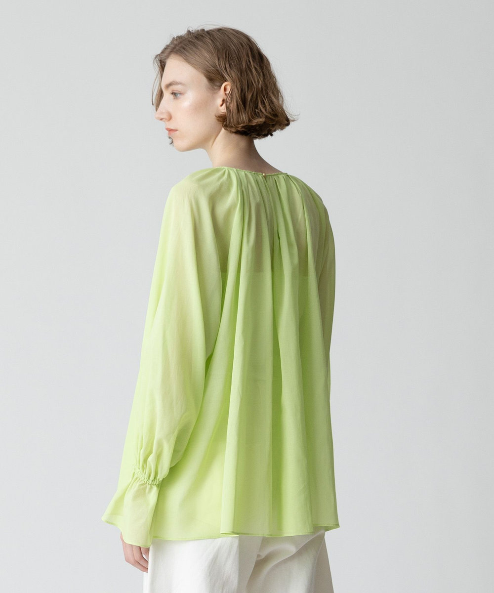 allureville シアーオーガンギャザーブラウス グリーン (71)