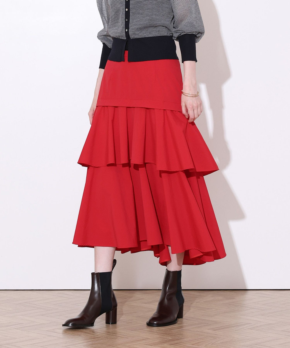allureville ラッフルティアードスカート レッド (43)