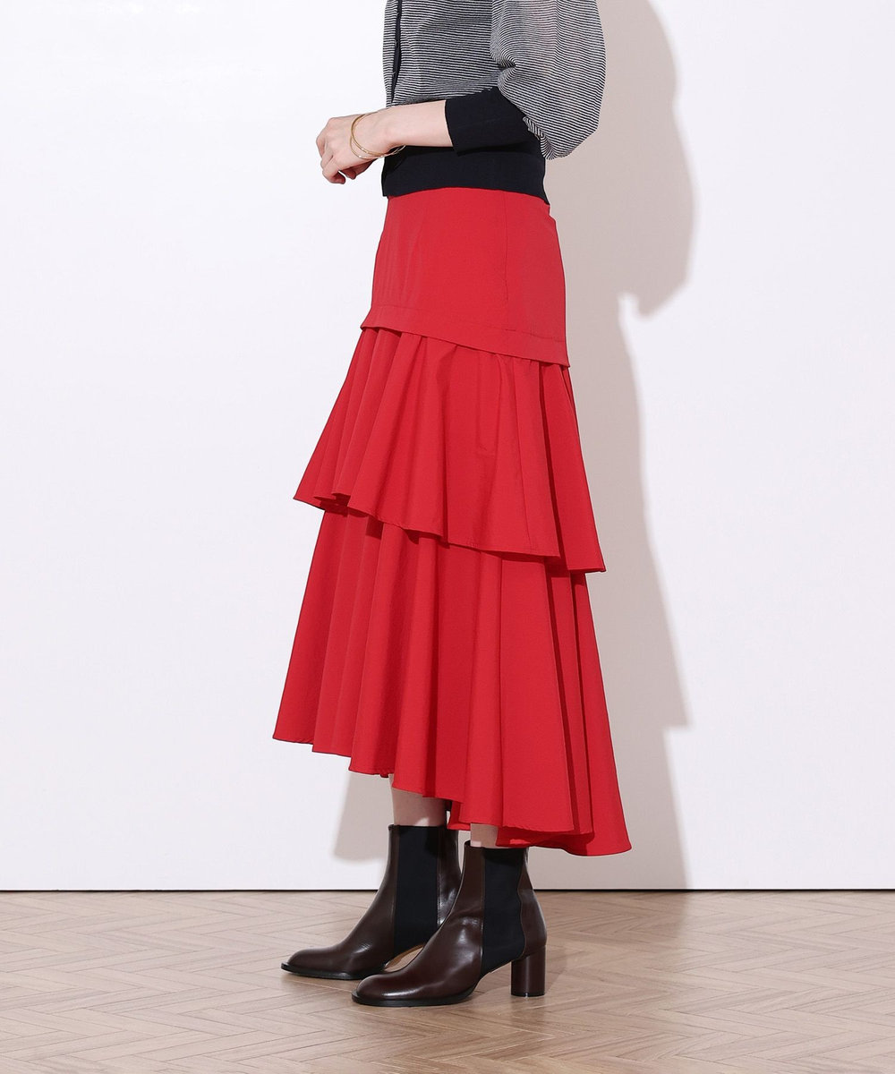 allureville ラッフルティアードスカート レッド (43)