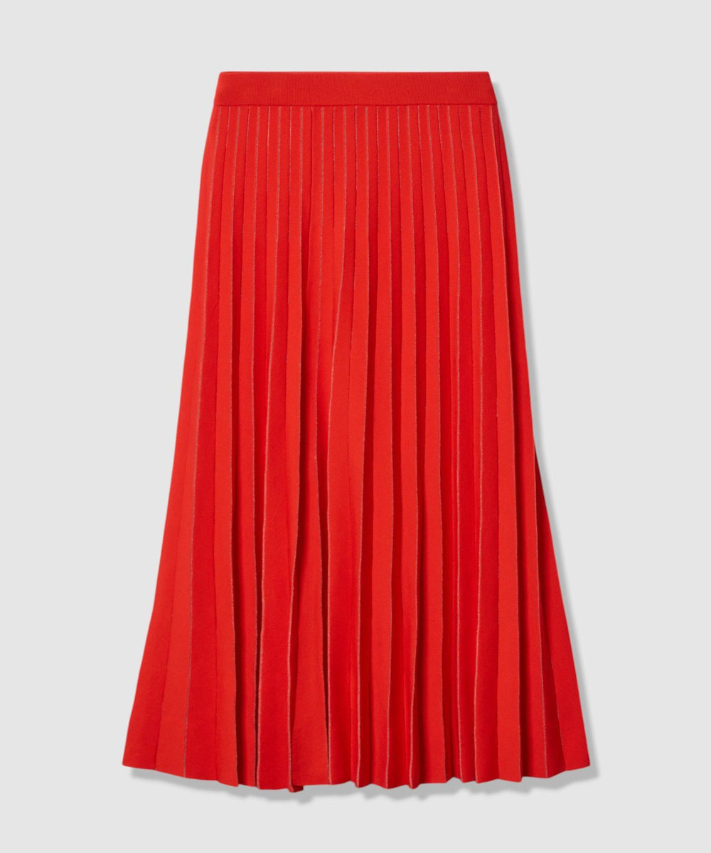 allureville ソウバリシアーコンビプリーツスカート レッド (43)