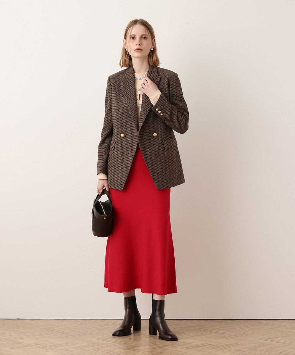 allureville ◇ウールＷフェイスナローマーメイドスカート レッド (43)