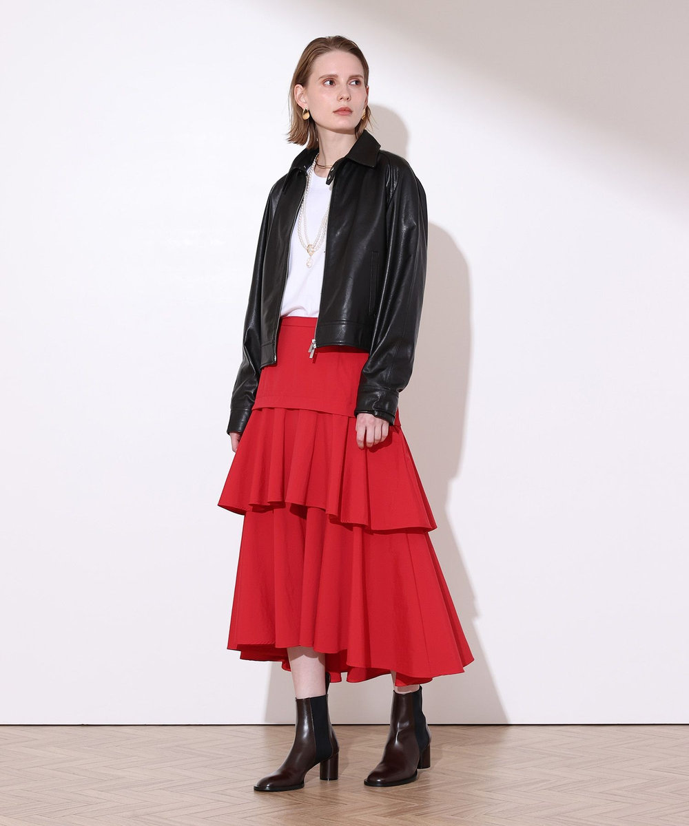 allureville ラッフルティアードスカート レッド (43)