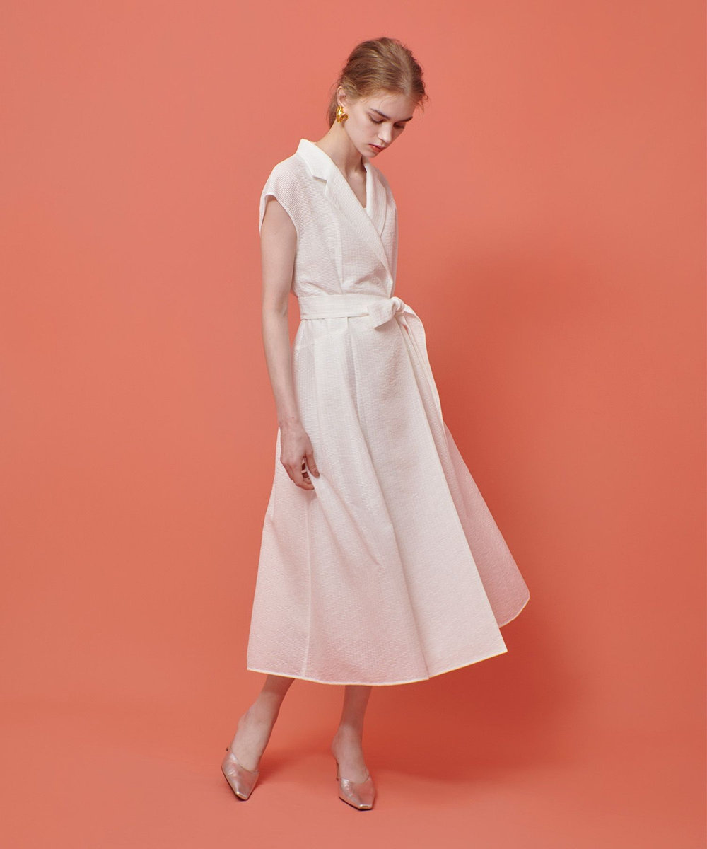 LOULOU WILLOUGHBY 【LOULOU WILLOUGHBY】シアージャガードテーラーワンピース ホワイト (01)