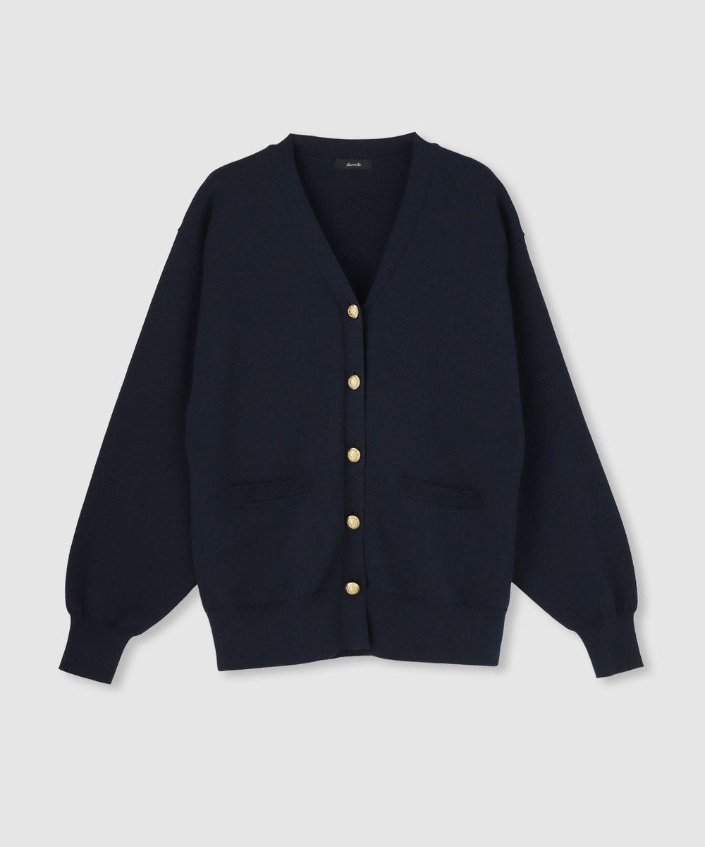 allureville コットンインレードルマンスリーブ カーデ ネイビー (65)