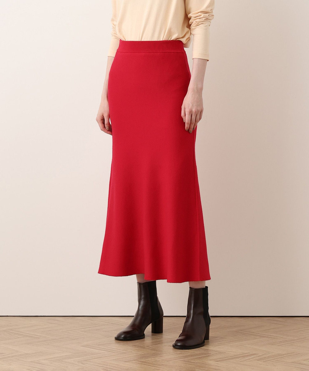 allureville ◇ウールＷフェイスナローマーメイドスカート レッド (43)