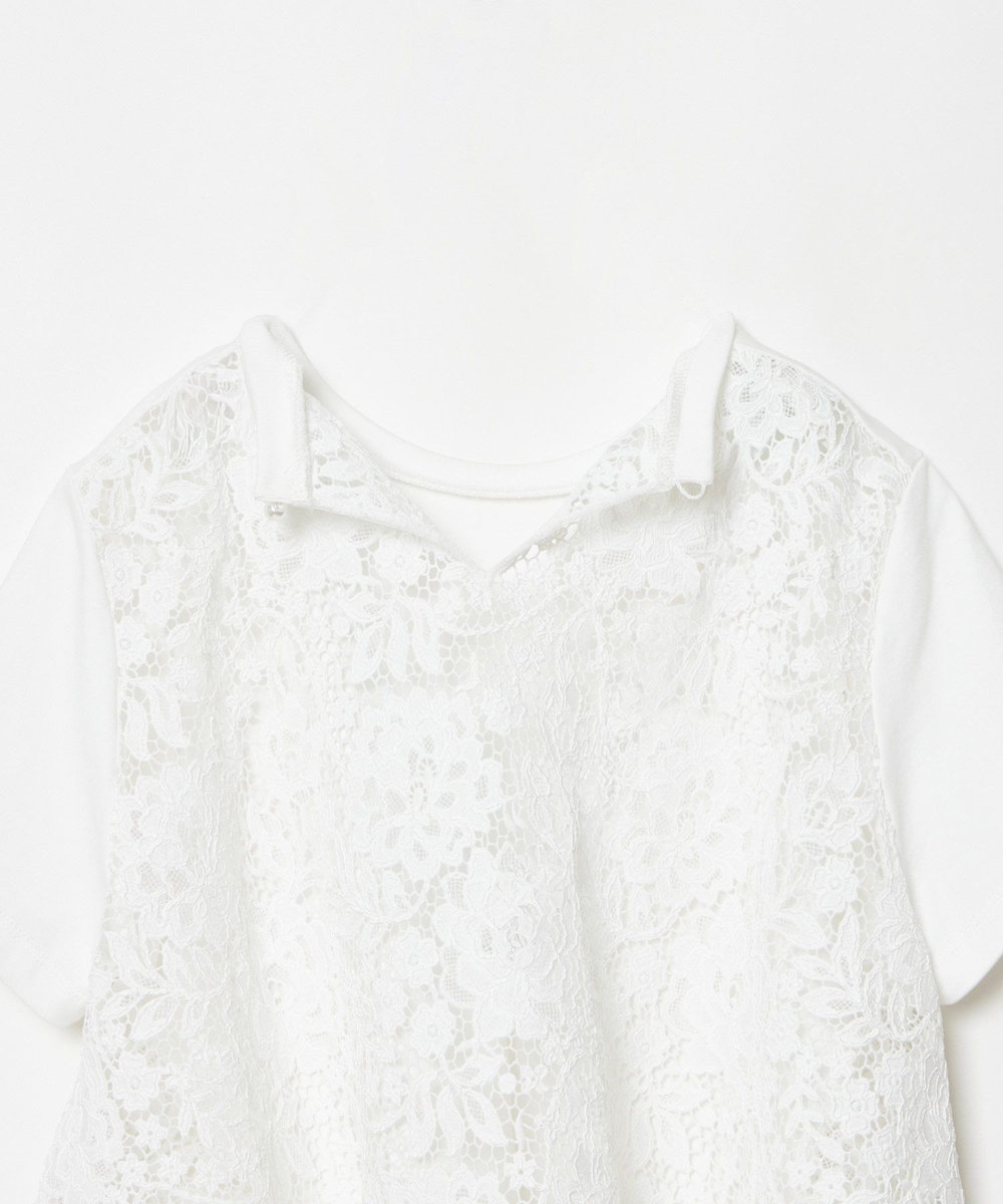 LOULOU WILLOUGHBY 【LOULOU WILLOUGHBY】レースドッキングプルオーバーブラウス ホワイト (01)