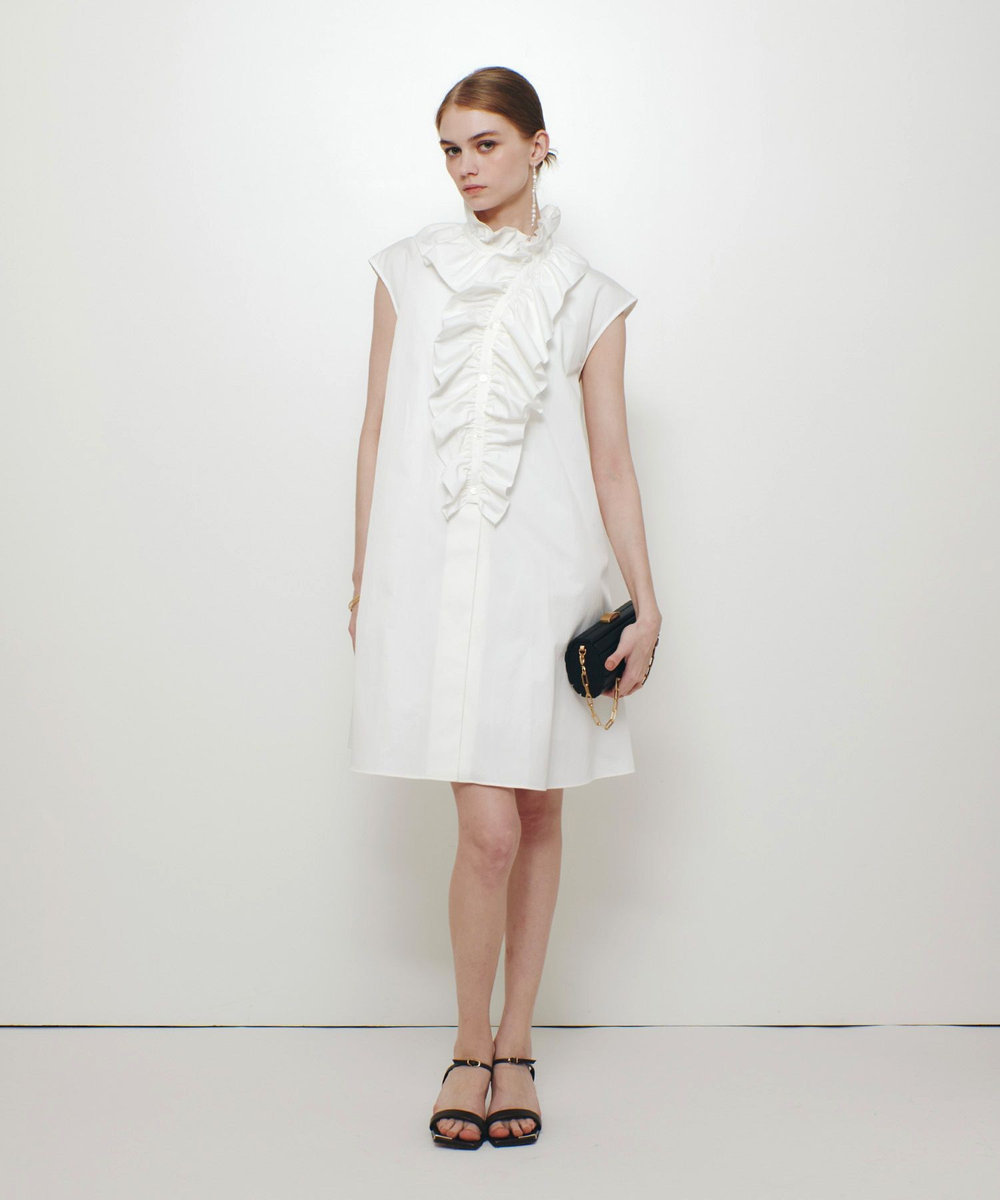 LOULOU WILLOUGHBY 【LOULOU WILLOUGHBY】ビッグフリルドワンピース ホワイト (01)
