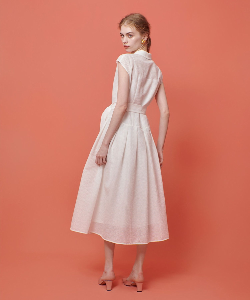 LOULOU WILLOUGHBY 【LOULOU WILLOUGHBY】シアージャガードテーラーワンピース ホワイト (01)