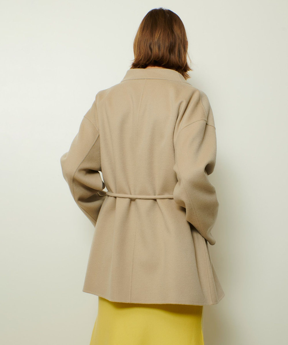 allureville カシミヤ混リバーミドルラップコート ベージュ (11)