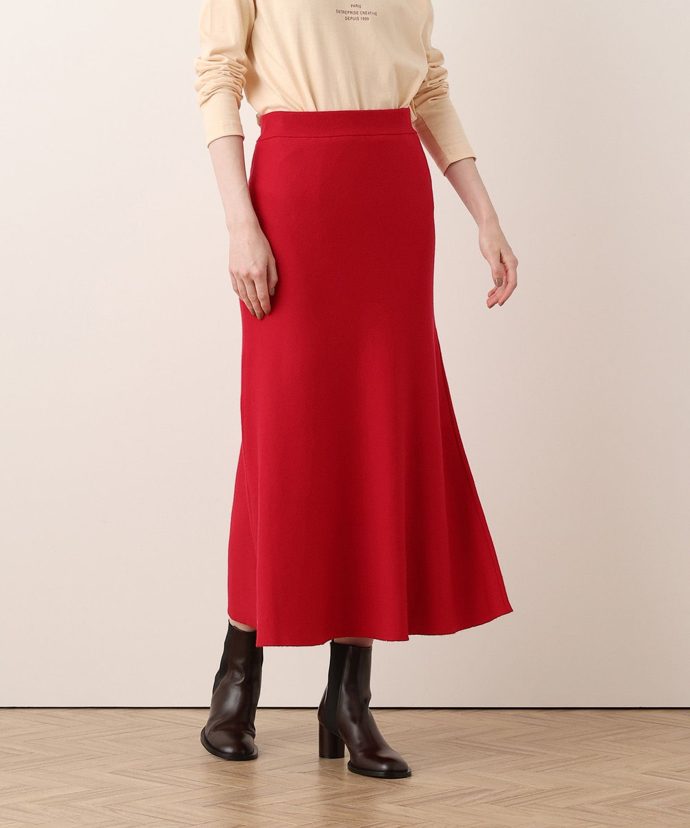 allureville ◇ウールＷフェイスナローマーメイドスカート レッド (43)