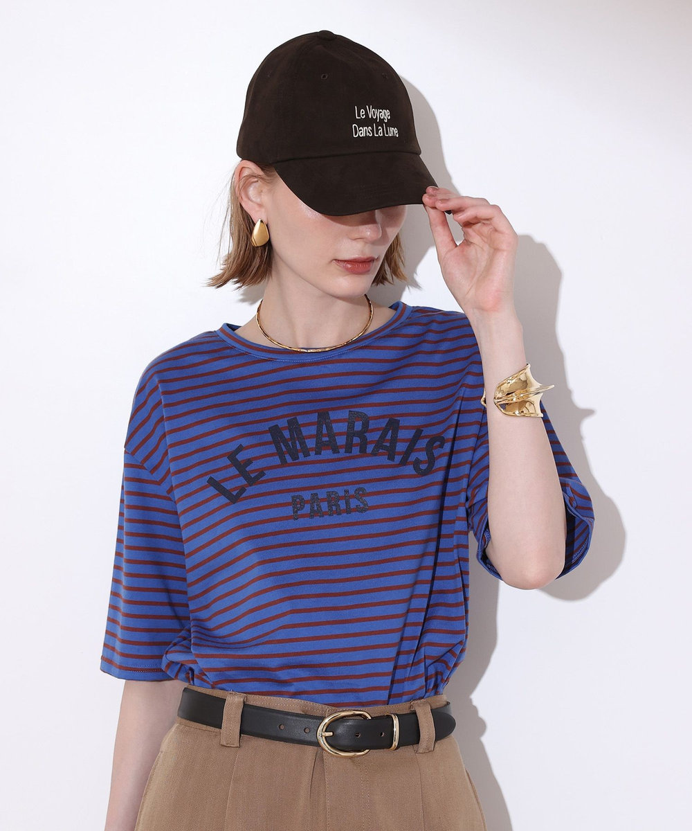 allureville カレッジライクロゴボーダーＴシャツ ブルー (61)
