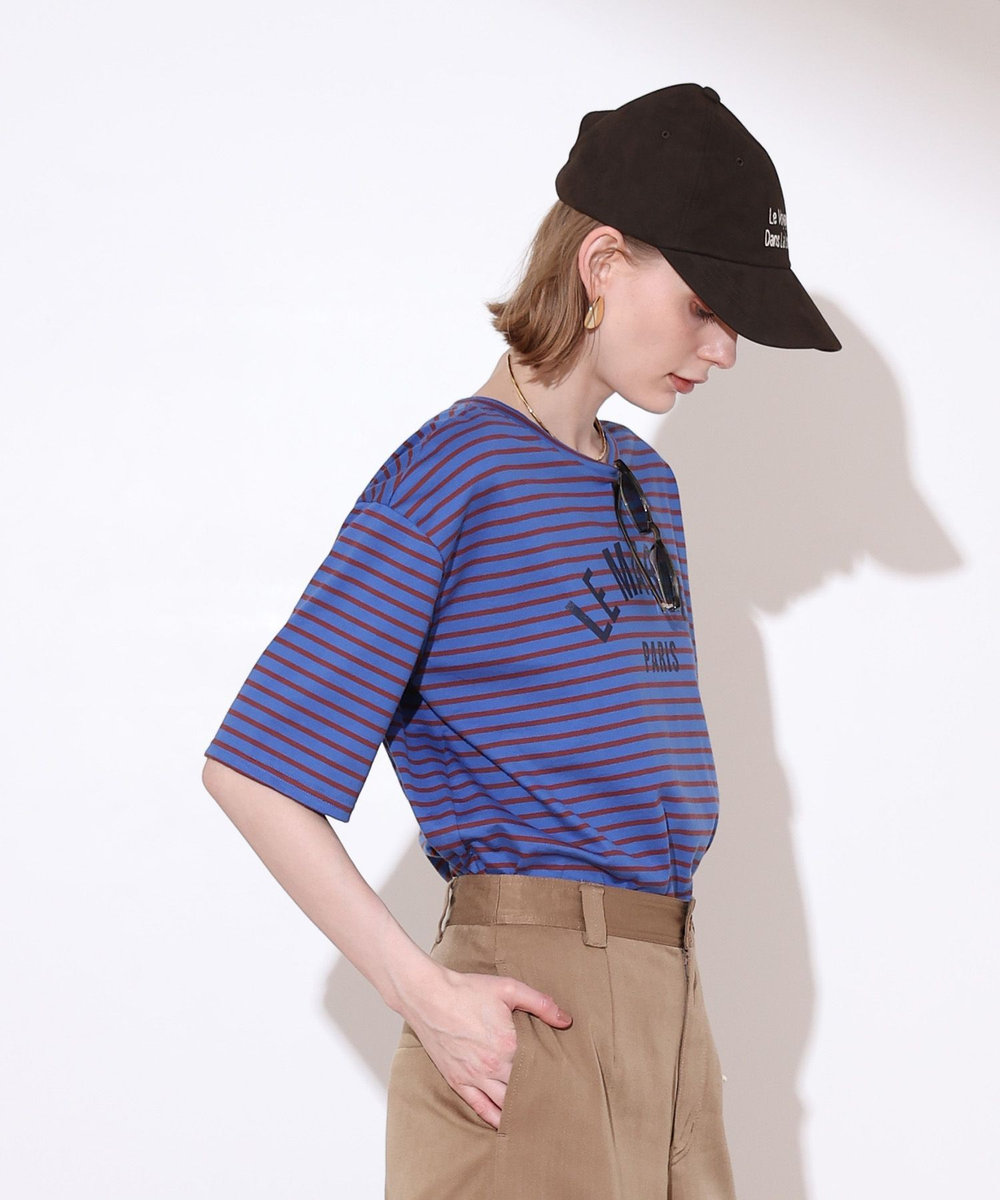 allureville カレッジライクロゴボーダーＴシャツ ブルー (61)