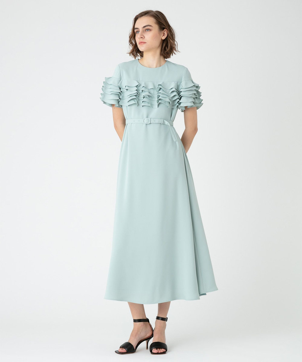 LOULOU WILLOUGHBY 【LOULOU WILLOUGHBY】ラッフルコサージュワンピース グリーン (71)