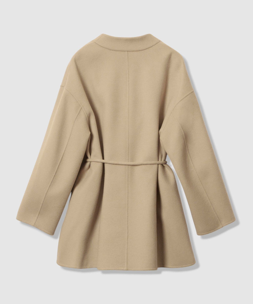 allureville カシミヤ混リバーミドルラップコート ベージュ (11)