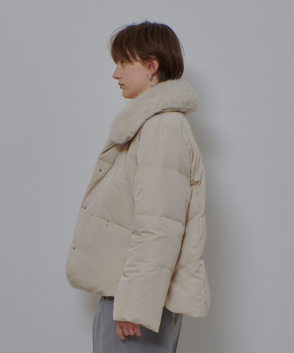 allureville ファーカラーショートダウンコート ライトベージュ (12)