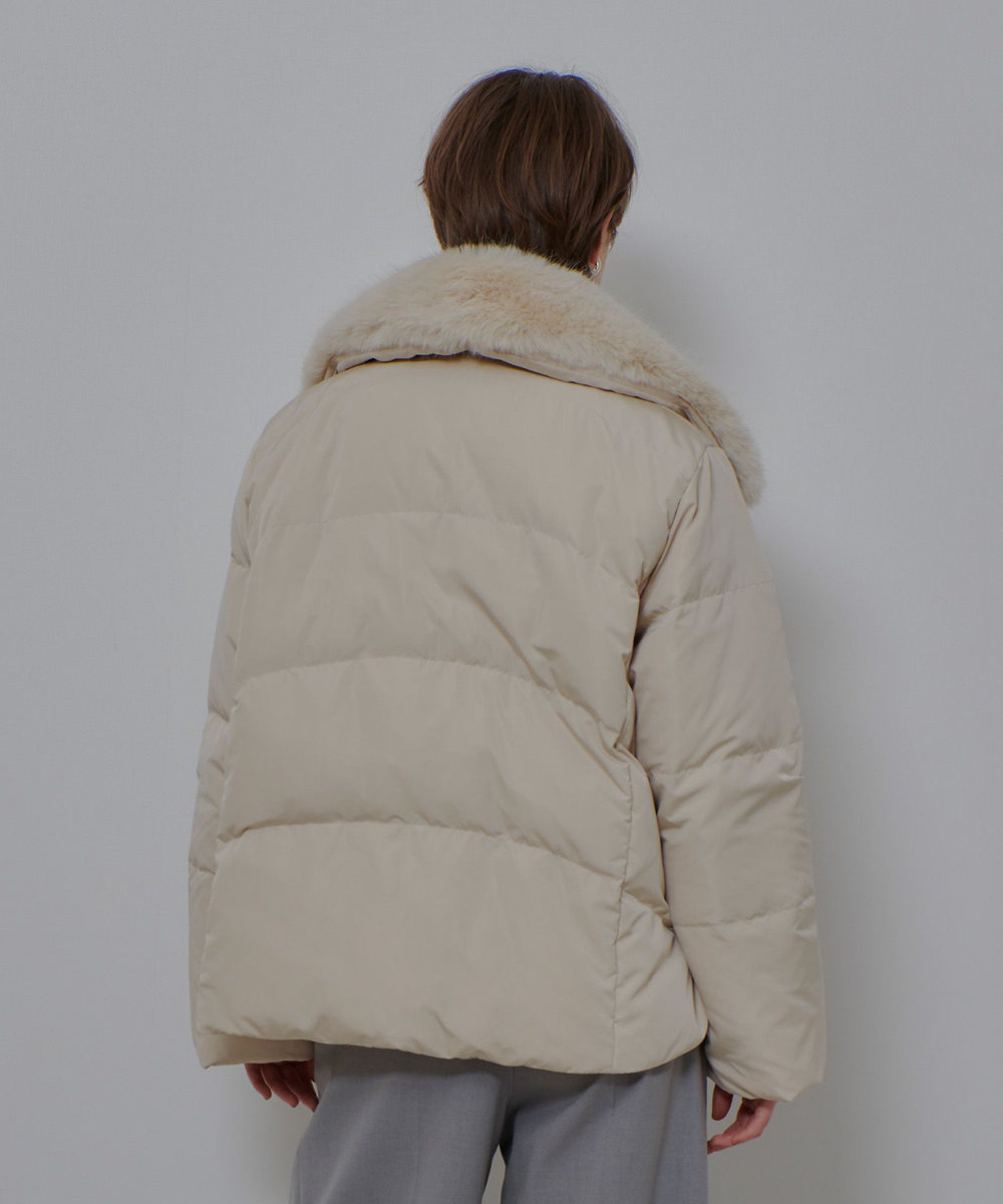 allureville ファーカラーショートダウンコート ライトベージュ (12)