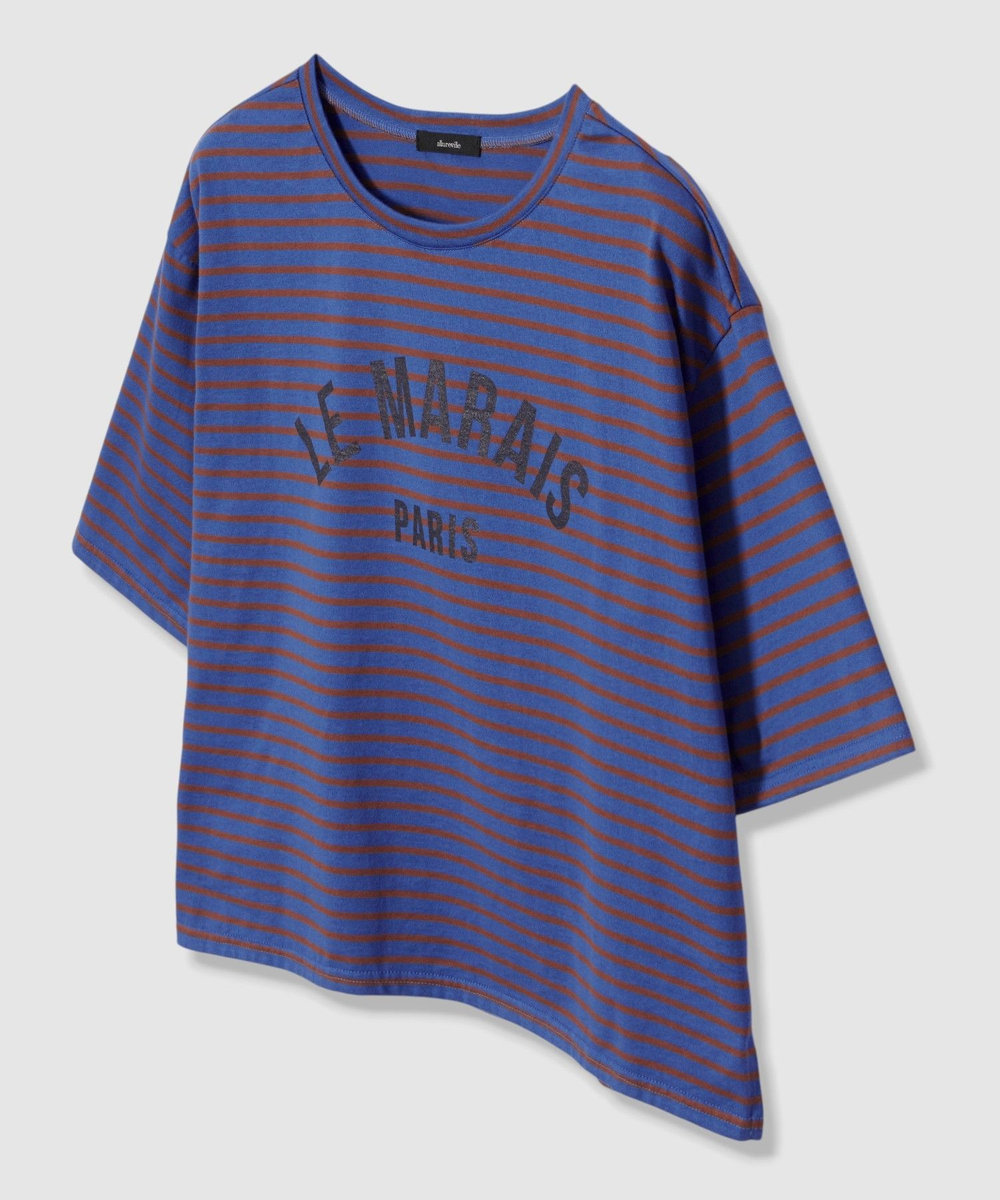 allureville カレッジライクロゴボーダーＴシャツ ブルー (61)